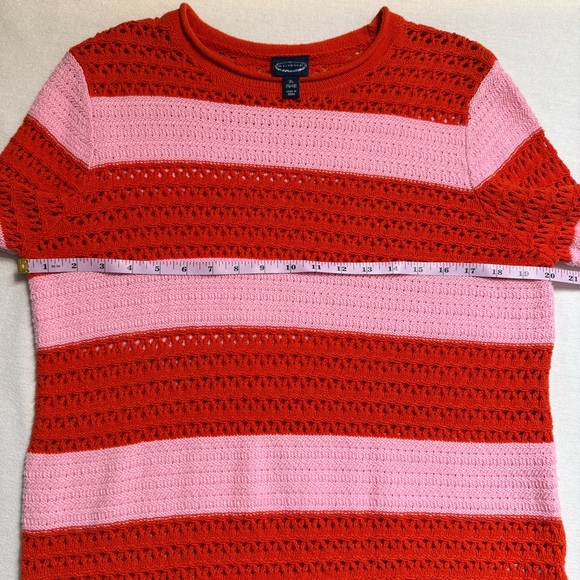 Scoop Crochet Knit Sweater Skirt Set Red Pink Stripe XL Coquette - Picture 5 of 14